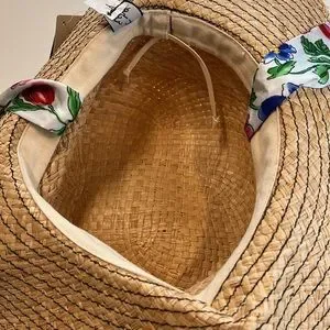ECHO Tan Raffia Sunhat w/ Multi-Color Floral Print Silk Tie, NWT! Echo | Accessories | Echo Tan Raffia Sunhat W Multicolor  main image 4